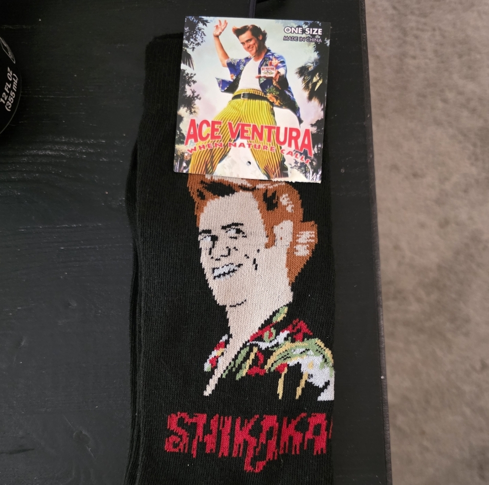 Crazy 8 Black Ace Ventura Novelty Socks
